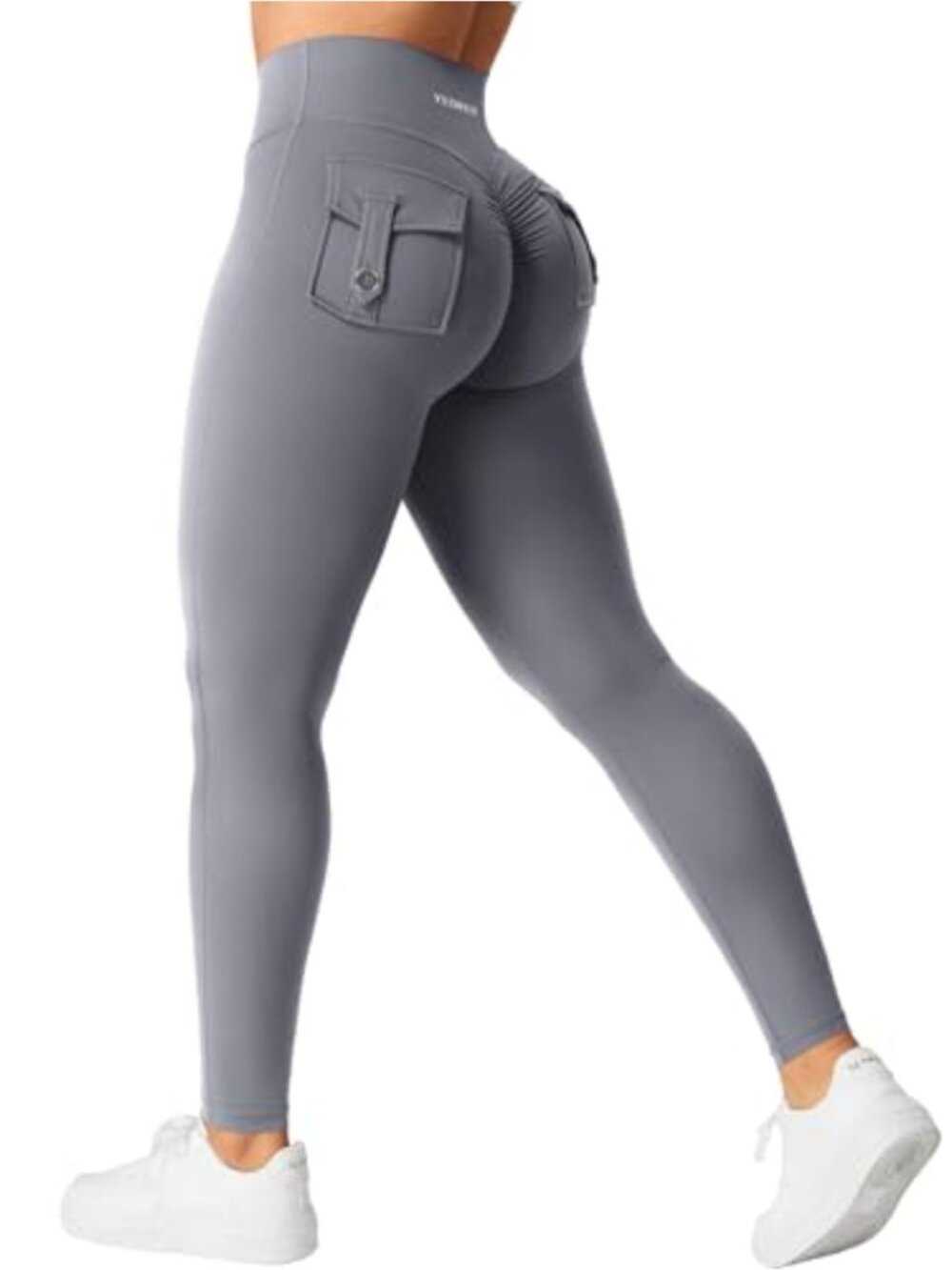 V Cross High Waist Leggings with Pockets Scrunch Butt Lifting Yoga Pants